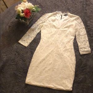 AS U WISH 3/4 sleeve lace white dress